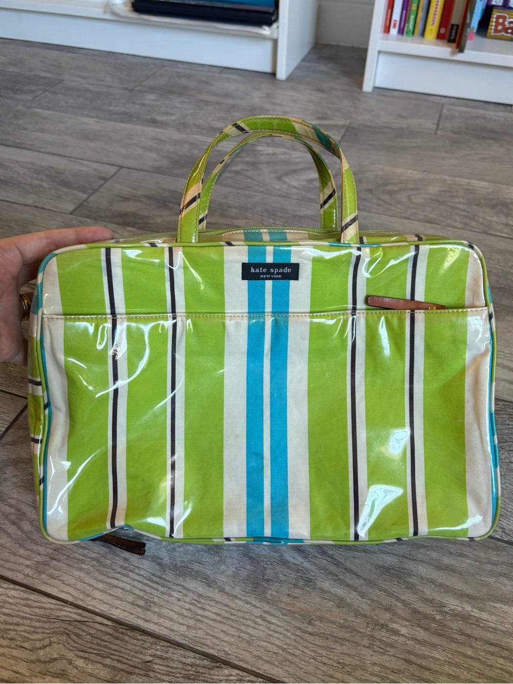 Vintage 2000s Kate Spade Striped Clear Vinyl Cosmetic Travel Bag Organizer